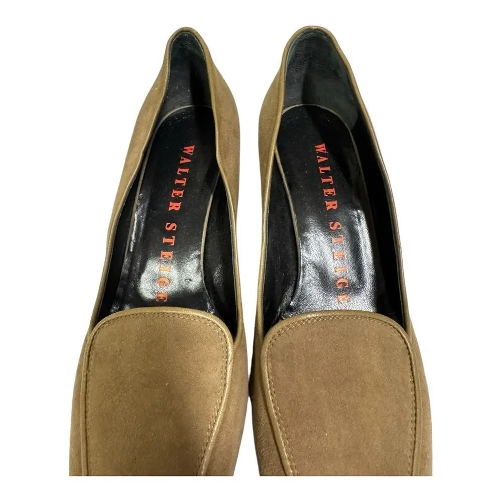 Walter Steiger Vintage Women's Pointed Toe Suede Leather Pumps Heels 37.5